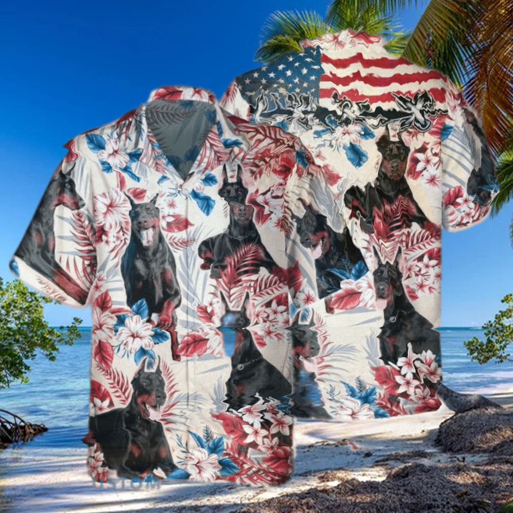 Doberman Pinscher Dog United States Flag With Flowers Hawaiian Shirt Aloha Shirt For Men Women Doberman Pinscher Dog United States Flag With Flowers Hawaiian Shirt Aloha Shirt For Men Women