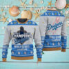 LA Dodgers World Series Trophy Ugly Christmas Sweater With Charlie Brown