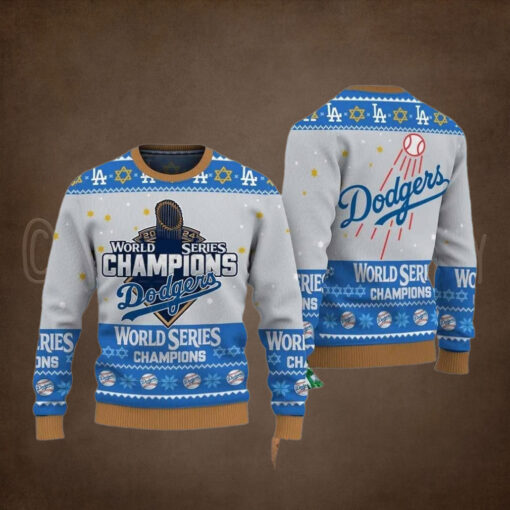 Dodgers 2024 World Series Champions Ugly Christmas Sweater
