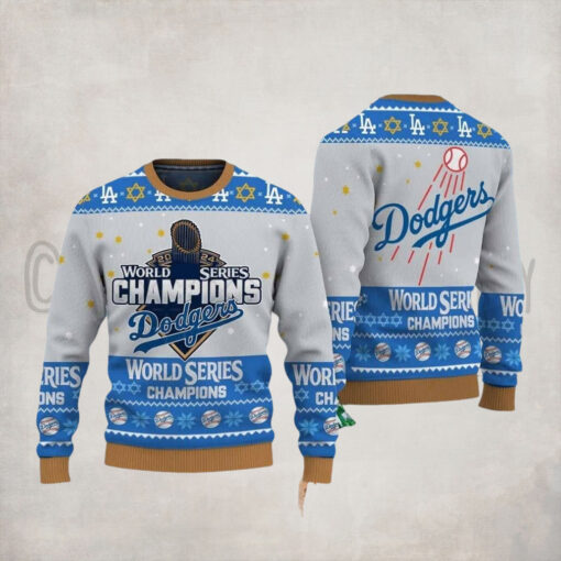 Dodgers 2024 World Series Champions Ugly Christmas Sweater