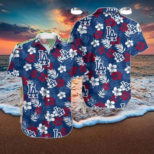 Dodgers Aloha Pattern Logo And Flowers Hawaiian Shirt Style Gift