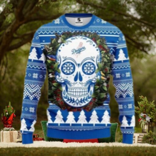 Dodgers Day Of The Dead Skull Ugly Christmas Sweater