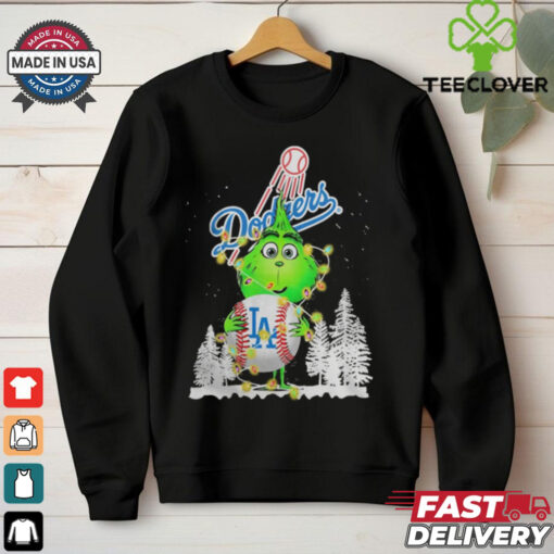 Dodgers Shop The Grinch Hug Los Angeles Dodgers Logo Christmas Shirt
