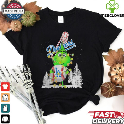 Dodgers Shop The Grinch Hug Los Angeles Dodgers Logo Christmas Shirt