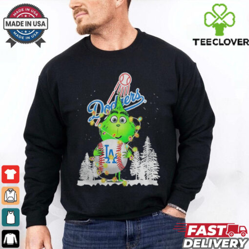 Dodgers Shop The Grinch Hug Los Angeles Dodgers Logo Christmas Shirt