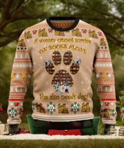 Dog And Book Lover Christmas Ugly Sweater