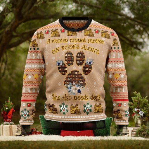 Dog And Book Lover Christmas Ugly Sweater