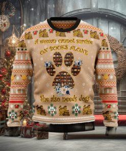 Dog And Book Lover Christmas Ugly Sweater