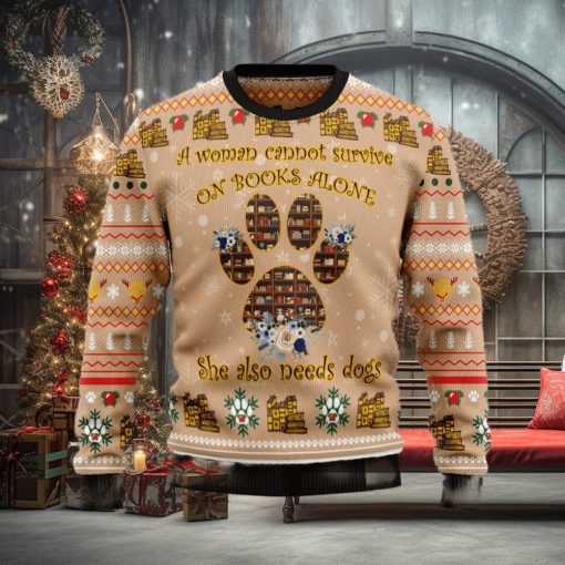 Dog And Book Lover Christmas Ugly Sweater