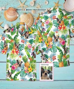 Dog And Tropical Pineapple Custom Men Hawaiian Shirt for Dog Lovers