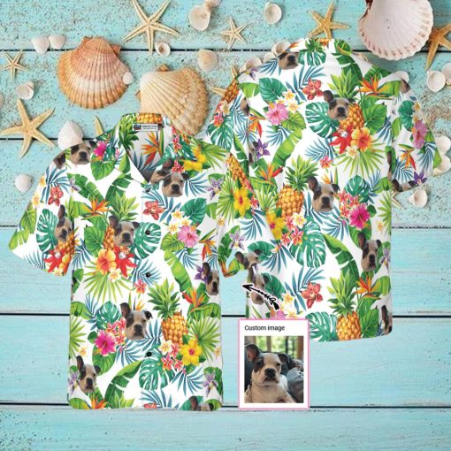 Dog And Tropical Pineapple Custom Men Hawaiian Shirt for Dog Lovers