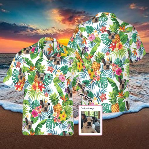 Dog And Tropical Pineapple Custom Men Hawaiian Shirt for Dog Lovers