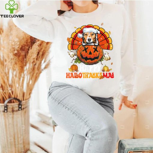 Dog Australian Shepherd Hallothanksmas Halloween T Shirt   Copy (2)