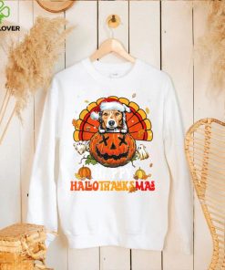 Dog Australian Shepherd Hallothanksmas Halloween T Shirt Copy (2)