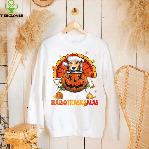 Dog Australian Shepherd Hallothanksmas Halloween T Shirt   Copy (2)