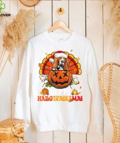 Dog Basset Hound Happy Hallothanksmas Halloween Thanksgiving T Shirt Copy (2)