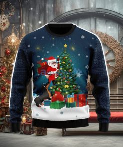Dog Biting A Santa Claus In The Night Ugly Christmas Sweater