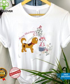 Dog Kissing Cat Under The Mistletoe Merry Christmas Shirt