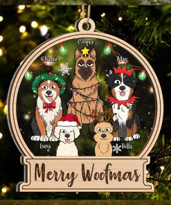 Dog Lovers Merry Woofmas   Christmas Gift For Dog Lovers   Personalized 2 Layered Mix Ornament