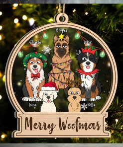 Dog Lovers Merry Woofmas   Christmas Gift For Dog Lovers   Personalized 2 Layered Mix Ornament