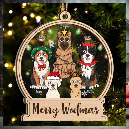Dog Lovers Merry Woofmas   Christmas Gift For Dog Lovers   Personalized 2 Layered Mix Ornament