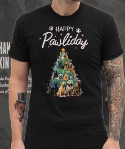 Dog Paw Tree Christmas Happy Holiday Shirt