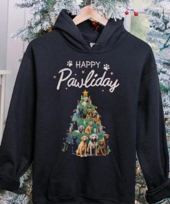Dog Paw Tree Christmas Happy Holiday Shirt