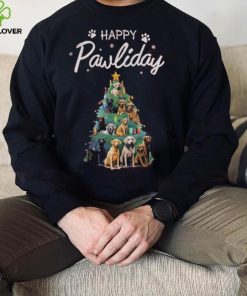 Dog Paw Tree Christmas Happy Holiday Shirt