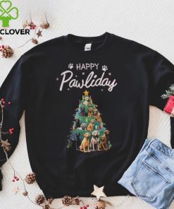 Dog Paw Tree Christmas Happy Holiday Shirt