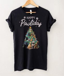 Dog Paw Tree Christmas Happy Holiday Shirt