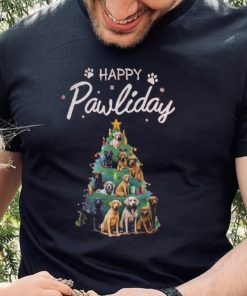Dog Paw Tree Christmas Happy Holiday Shirt