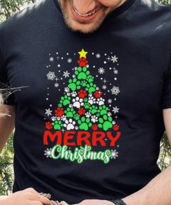 Dog Paws Xmas Tree Merry Christmas Shirt