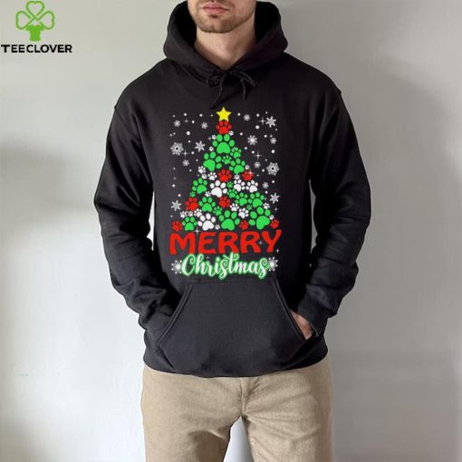 Dog Paws Xmas Tree Merry Christmas Shirt