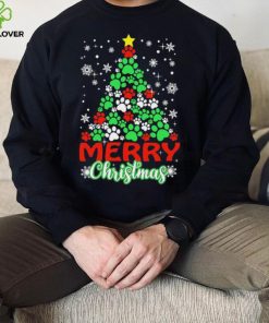 Dog Paws Xmas Tree Merry Christmas Shirt