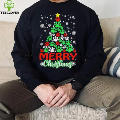 Dog Paws Xmas Tree Merry Christmas Shirt