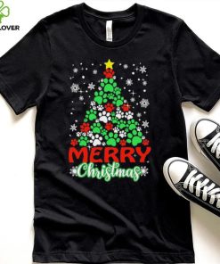 Dog Paws Xmas Tree Merry Christmas Shirt