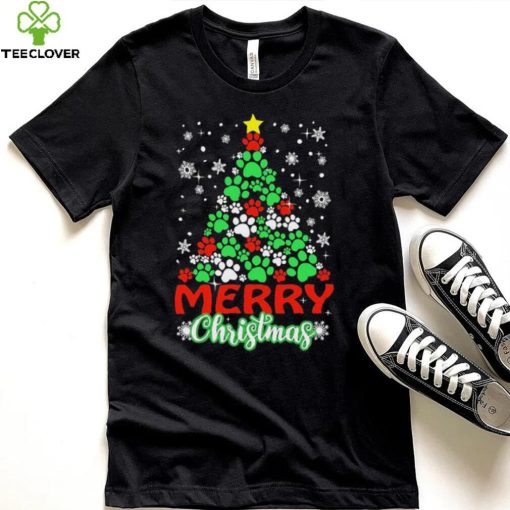 Dog Paws Xmas Tree Merry Christmas Shirt