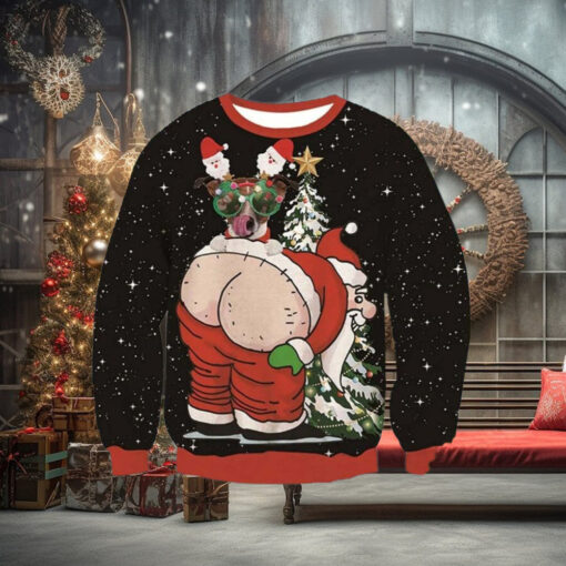 Dog Santa Ass Ugly Christmas Sweater Gift For Holiday