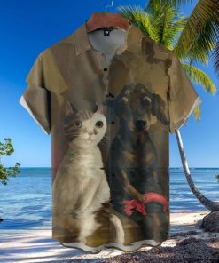 Dog With Car Drawing Print Hawaiian Shirt