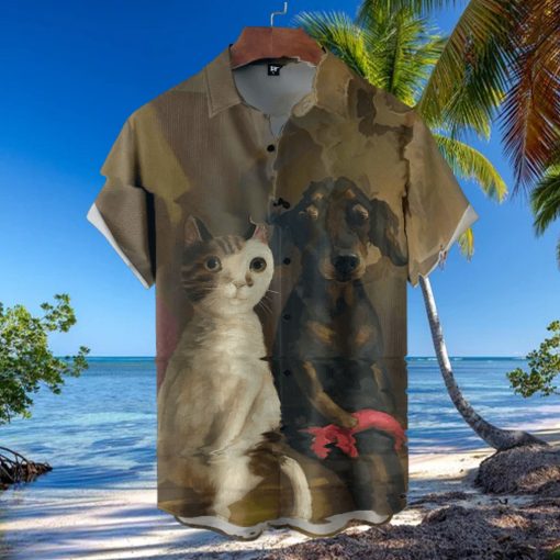Dog With Car Drawing Print Hawaiian Shirt