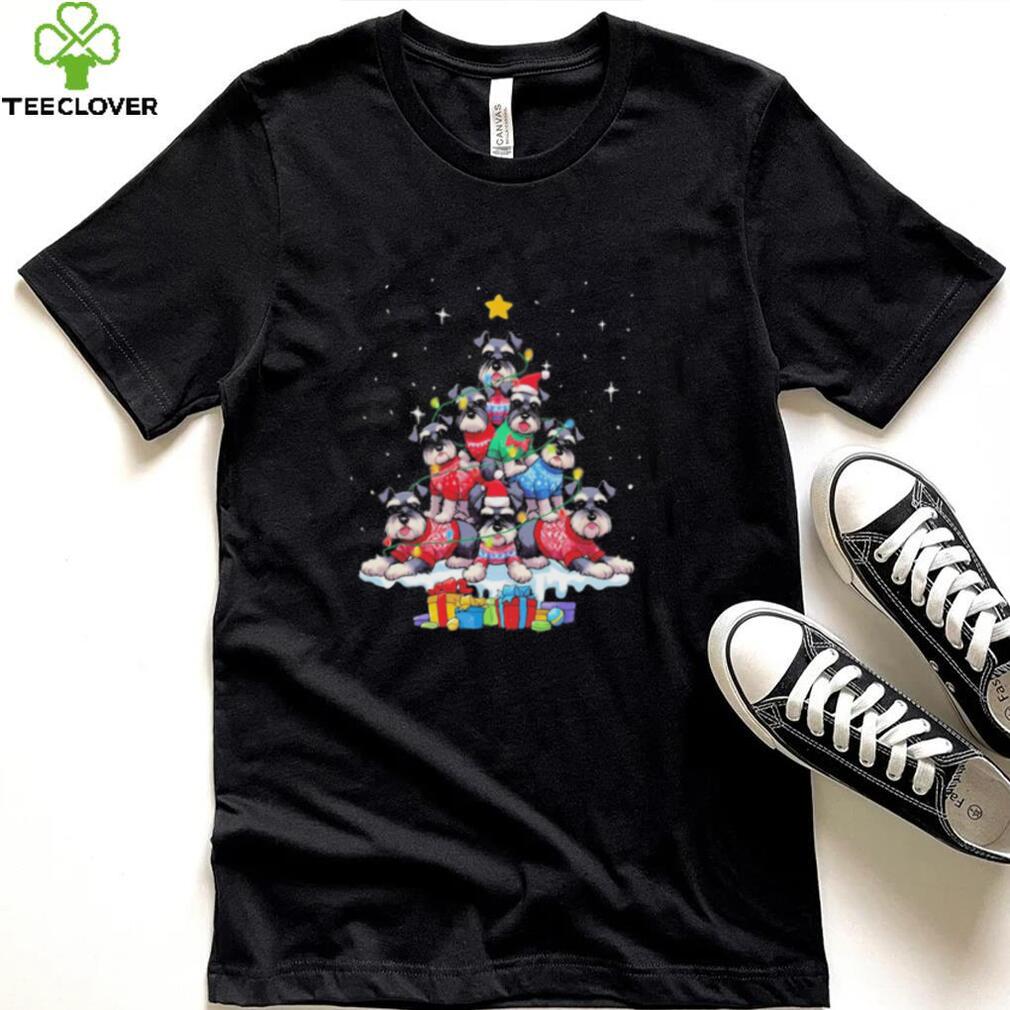 Dogs Miniature Schnauzer santa pine tree merry christmas shirt Dogs Miniature Schnauzer santa pine tree merry christmas shirt
