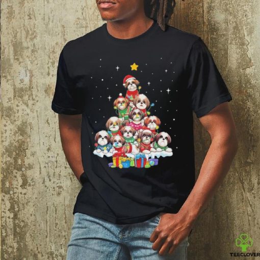 Dogs Shih Tzu santa pine tree merry christmas hoodie, sweater, longsleeve, shirt v-neck, t-shirt