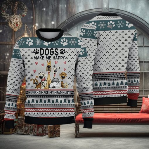 Dogs Ugly Christmas Sweater Make Me Happy