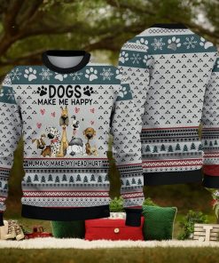 Dogs Ugly Christmas Sweater Make Me Happy