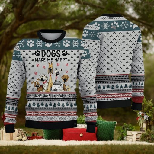 Dogs Ugly Christmas Sweater Make Me Happy