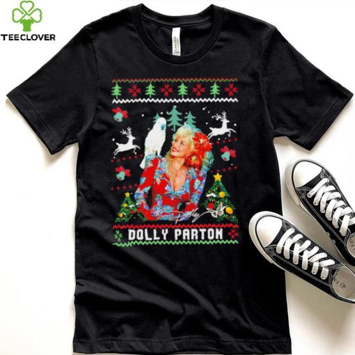 Dolly Parton signature Christmas holiday ugly Xmas shirt