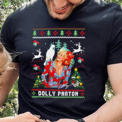 Dolly Parton signature Christmas holiday ugly Xmas shirt