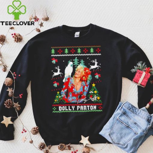 Dolly Parton signature Christmas holiday ugly Xmas shirt