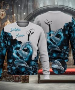 Dolphin Lover Blue Nature Trending Shirts 3D Ugly Sweater Christmas Gift Sweater