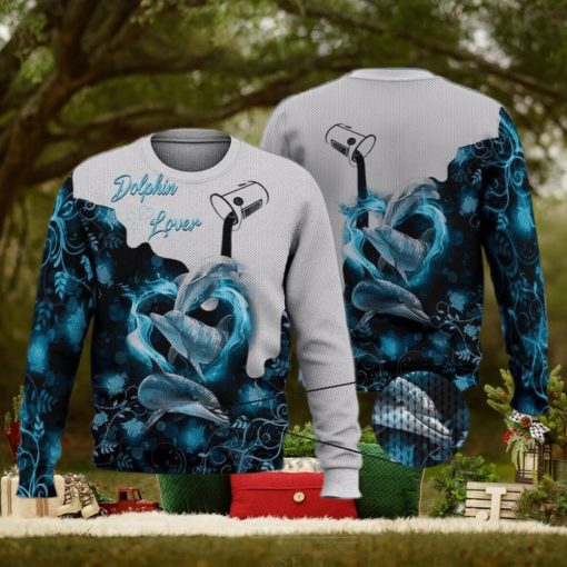 Dolphin Lover Blue Nature Trending Shirts 3D Ugly Sweater Christmas Gift Sweater